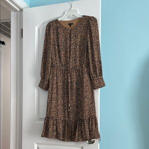 Talbots Leopard Print Long Sleeve Dress
